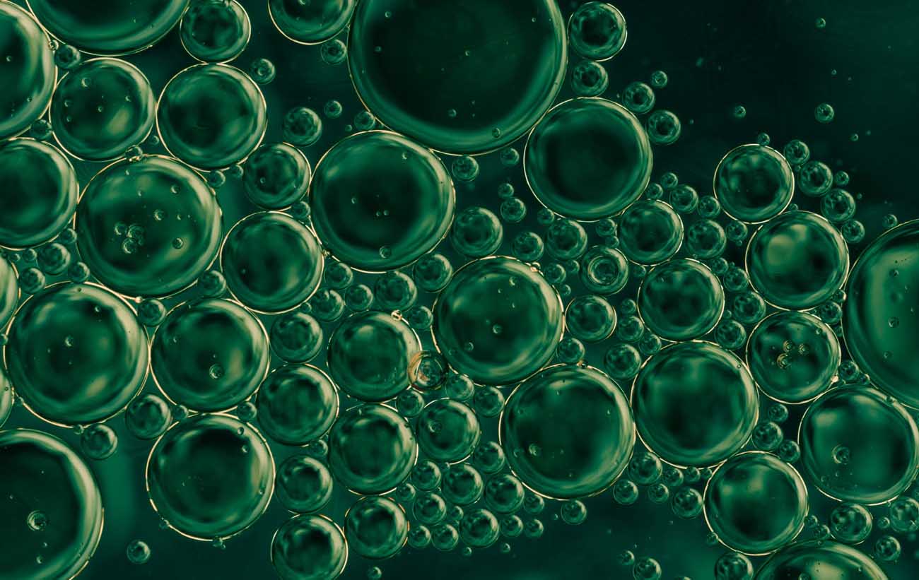 Green bubbles being formed
